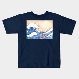 Great Wave Paper Boat Kids T-Shirt